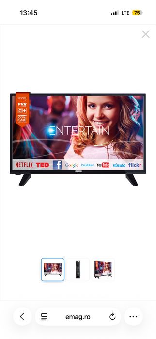 Televizor LED Smart Horizon, 80 cm, 32HL733H, HD, Clasa A