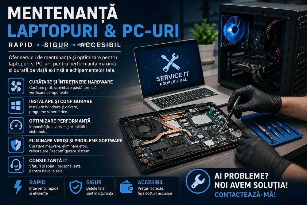Servicii mentenanță Laptopuri & PC-uri