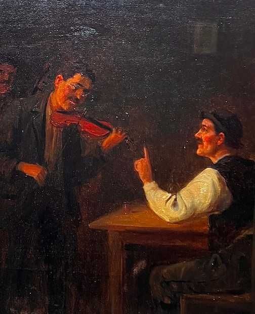 "LA CARCIUMA" Tablou F VECHI, ulei/panza, semnat OTT Z. 80X60cm+rama.