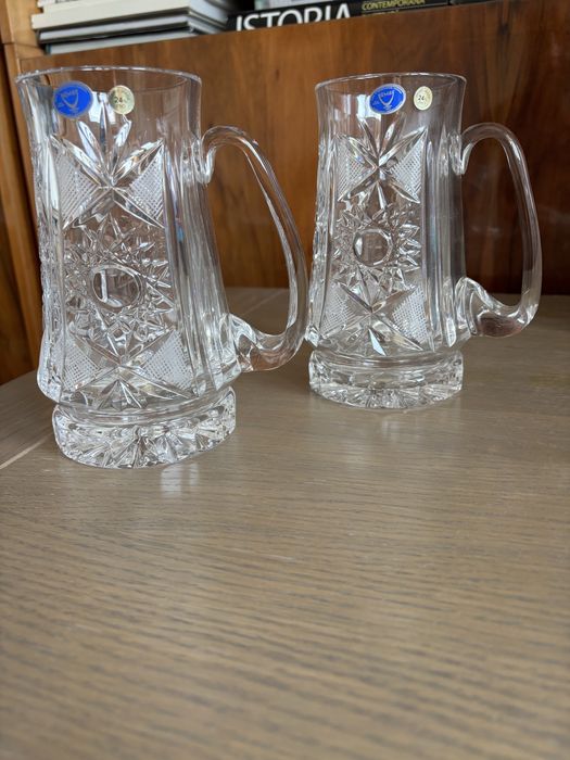 2 halbe cristal NEMAN 900 ml – 24% PbO – Hand Made – Noi cu etichete