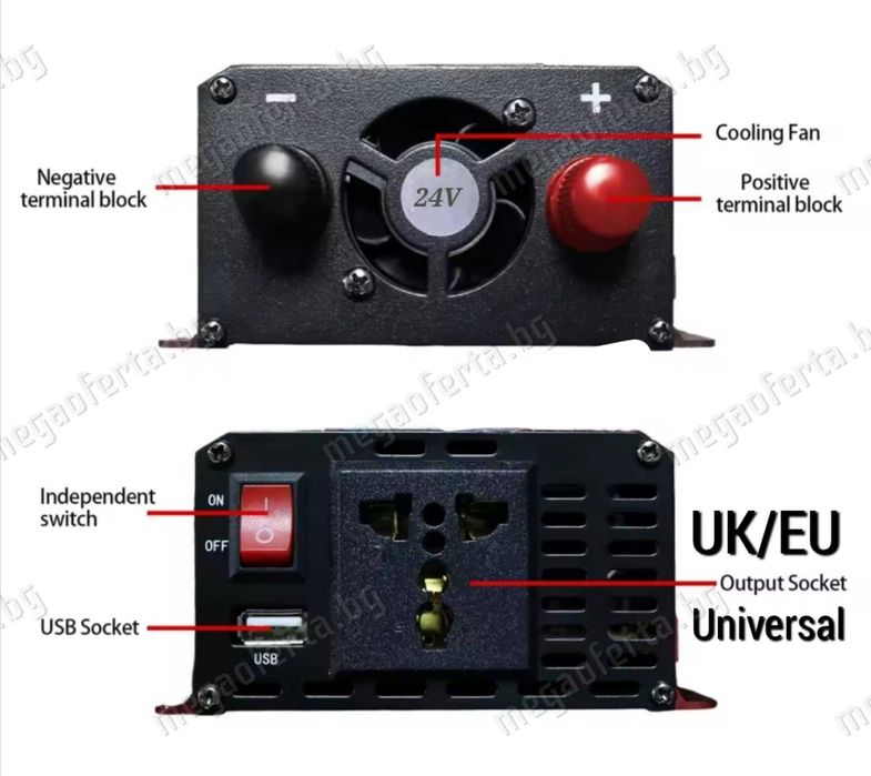 Инвертор UKC 12V-220V 500W с Голям Дисплей  Преобразовател на Напрежението