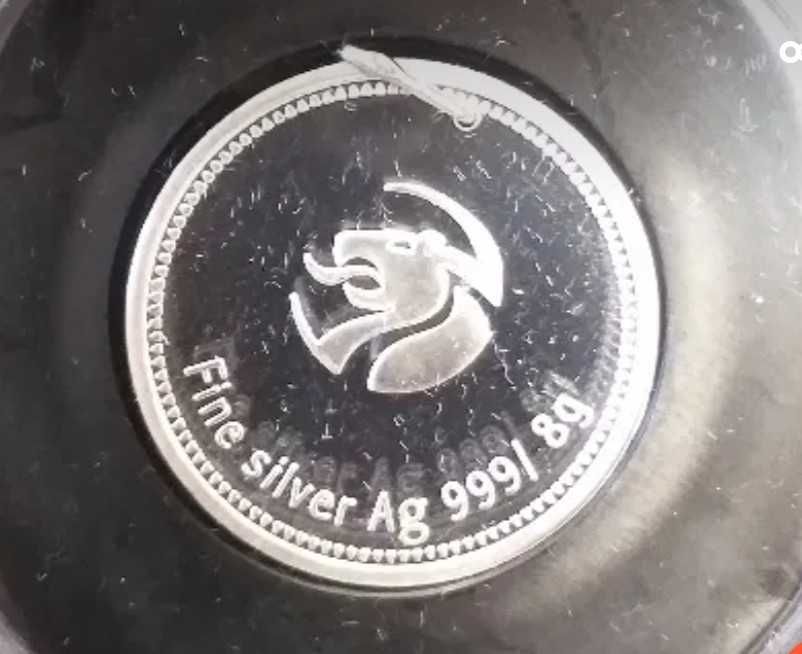 Сребърен медальон "Православна Богородица", пр. 999,9, 8 гр