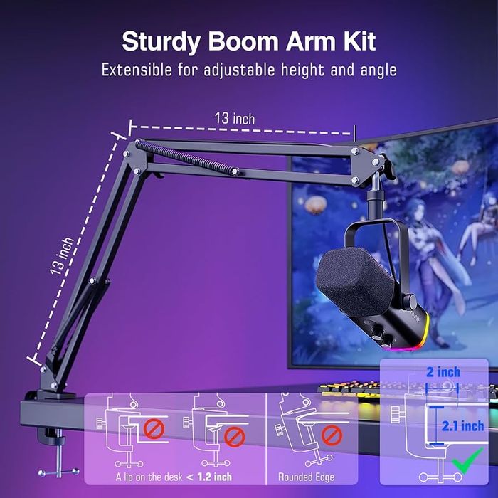 Microfon Profesional FIFINE AM8T, Gaming, XLR, RGB , RESIGILAT: Oferim factura + Garantie