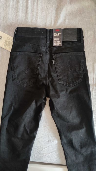 Jeans Levi's Mile High super skinny negru / black, etichetă, S - 27/32