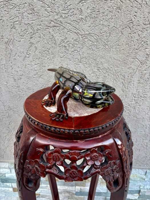 Fascinanta sculptura Murano-soparla Gecko-design captivant-cromatica translucida-34x16,5 cm-Italia