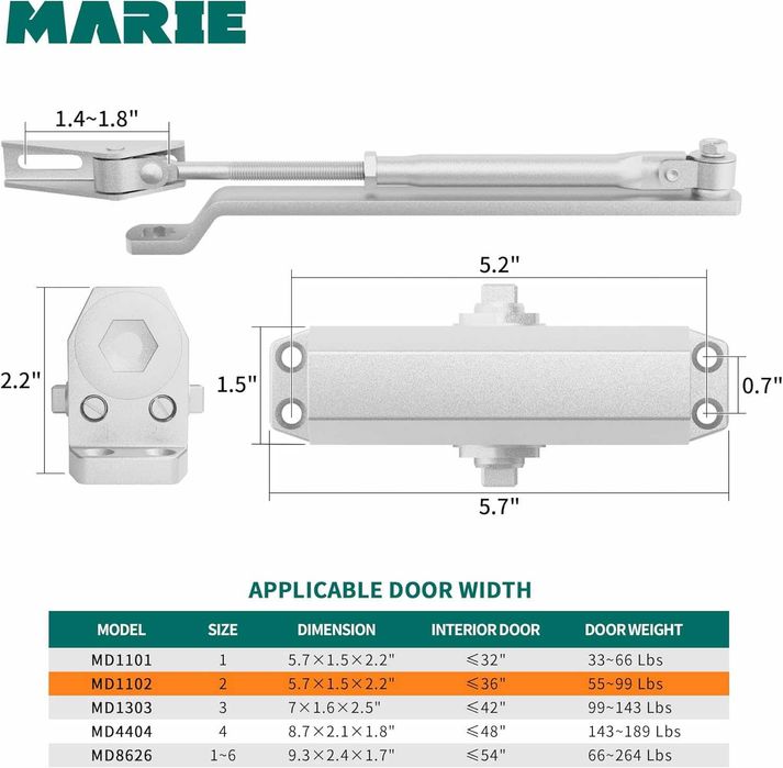 Автоматичен затварящ механизъм за врати Marie 23-45 кг серт. по EN1154