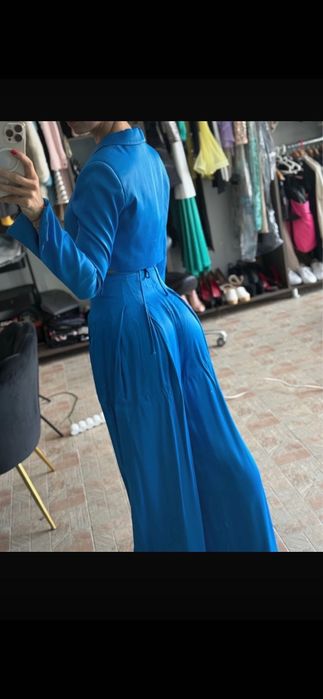 Costum zara satin royal blue
