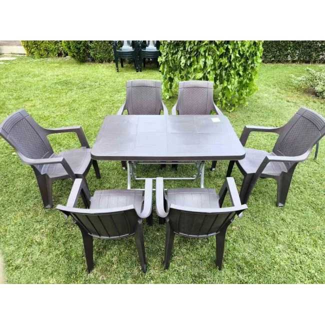 Комплект маса + 6 стола или 4 стола ратан 3 цвята и размери маси мод.6