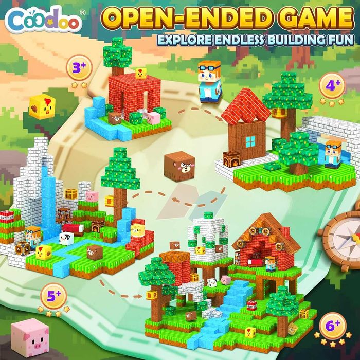 150 бр. магнитни блокчета - играчки за деца, 3+ години, STEM