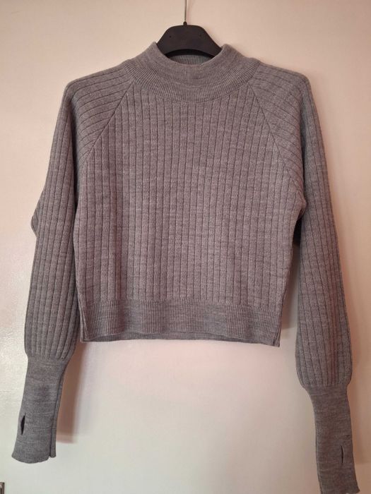 Дамска блузка пуловер плетиво с дълъг ръкав цвят сив рзмер S