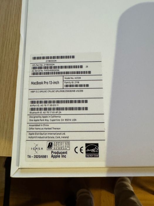 Лаптоп 13.3' Apple MacBook Pro M1 2020 SpaceGray 8GB RAM/256 GB SSD