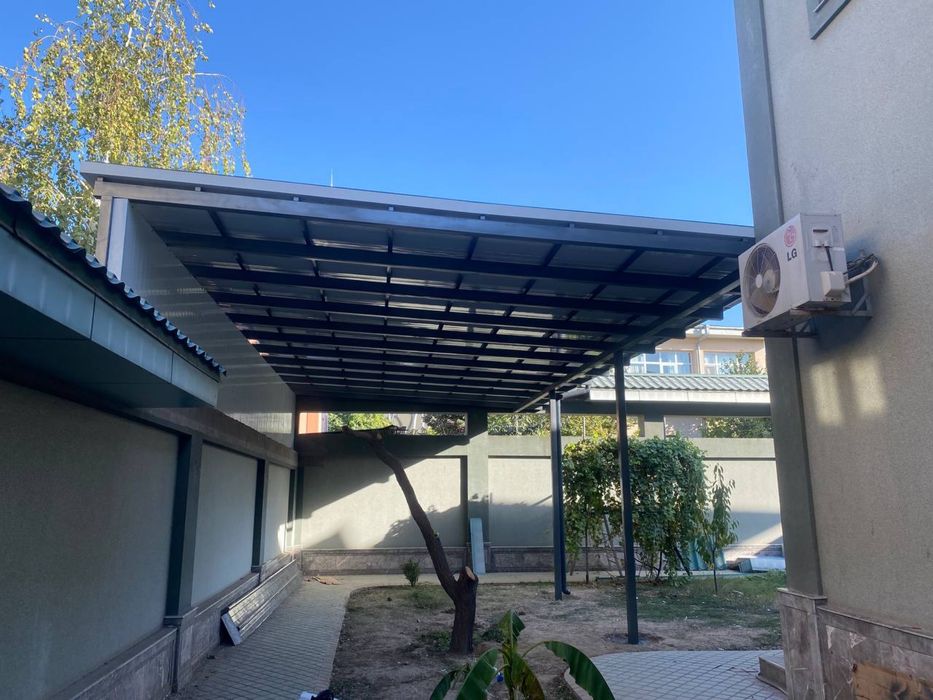 Навес сендвич панель установка