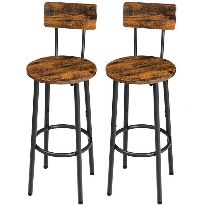 Set 2 scaune bar / bucătărie stil industrial – rustic brown & black