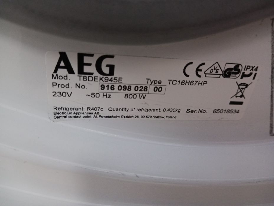 Сушилня с термопомпа Аег Aeg Series 8000 А+++  9кг. 2 години гаранция!