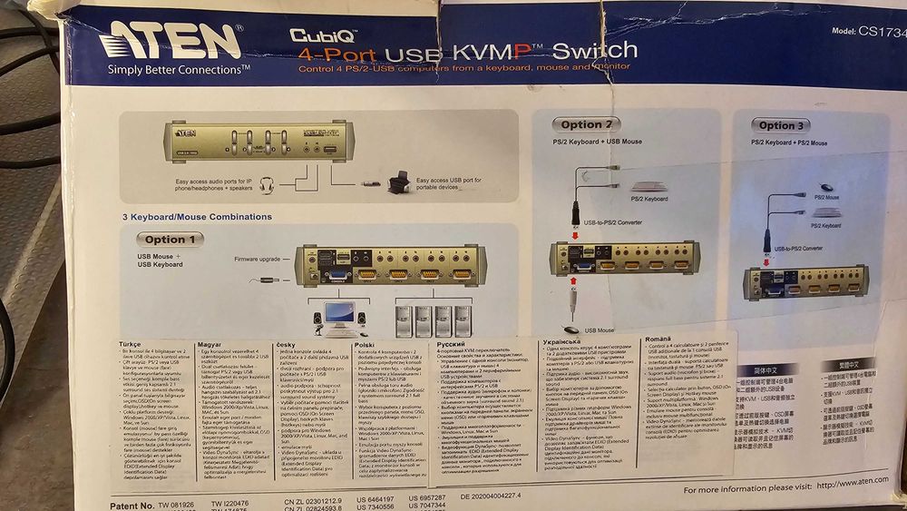ATEN Cubiq CS1734B 4 port USB Switch