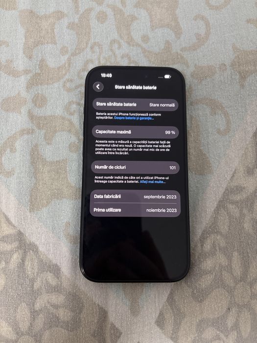 Iphone 15 128GB 99% sanatatea bateriei