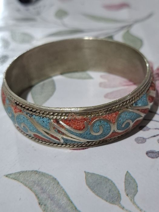 Bratara tribala argint cloisone 6.5 cm raza interioara