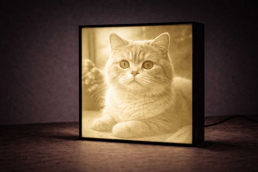 Cadou personalizat cu poza | Lampa 3D iluminata | Ideal cuplu / animale