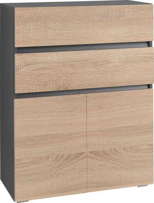 Comoda de baie inalta Wisla, stejar gri, 76 cm