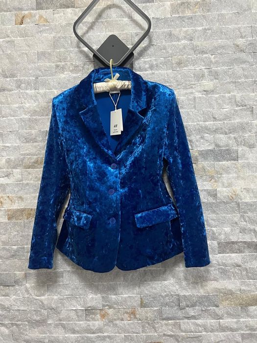 Costum catifea albastra H&M Studio