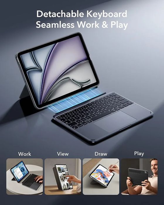 ESR Shift Калъф с клавиатура за iPad Air 11" (M4/M3/M2) и Air 10.9", тъмносив