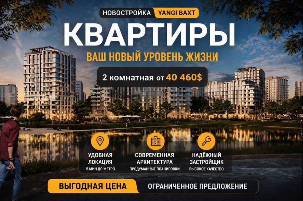 Navostroyka, 2 xona, ЖК Yangi Baxt, Rohat (XS)