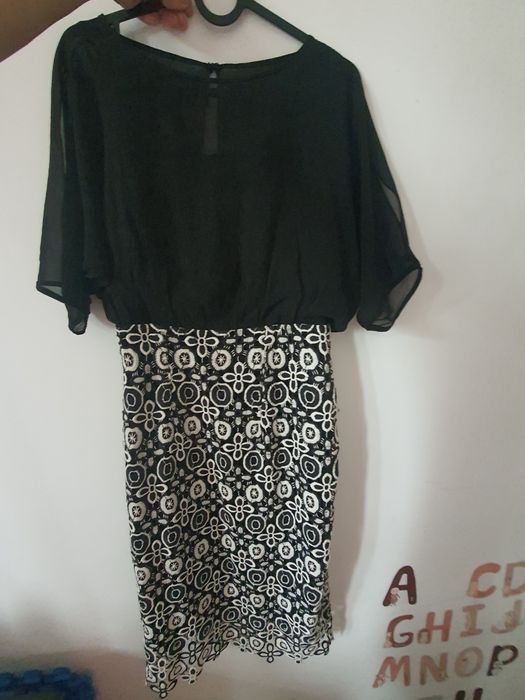 Rochie NISSA negru alb