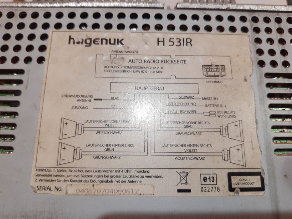 Авто CDMP3.Hagenuk H53DR/Sang- Cd
