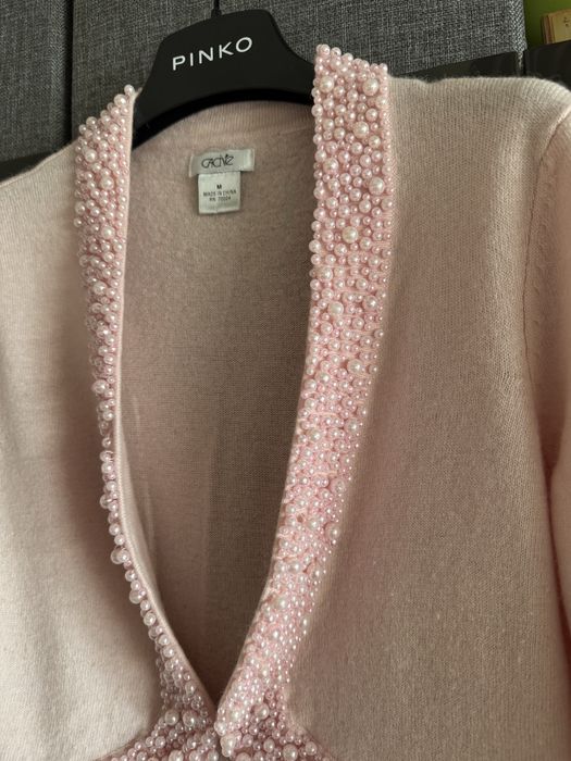 Бебешко розова жилетка с перли