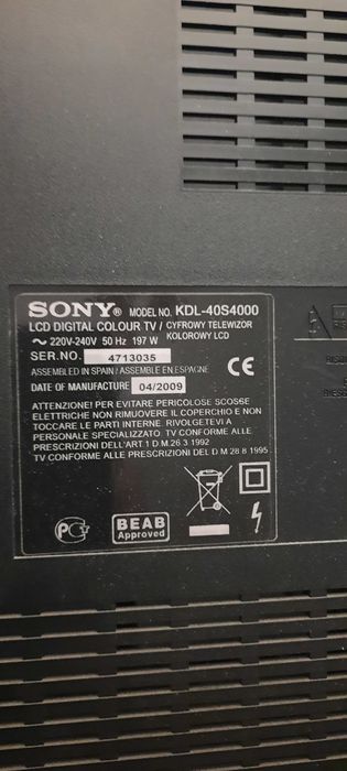 Телевизор SONY KDL-40S4000