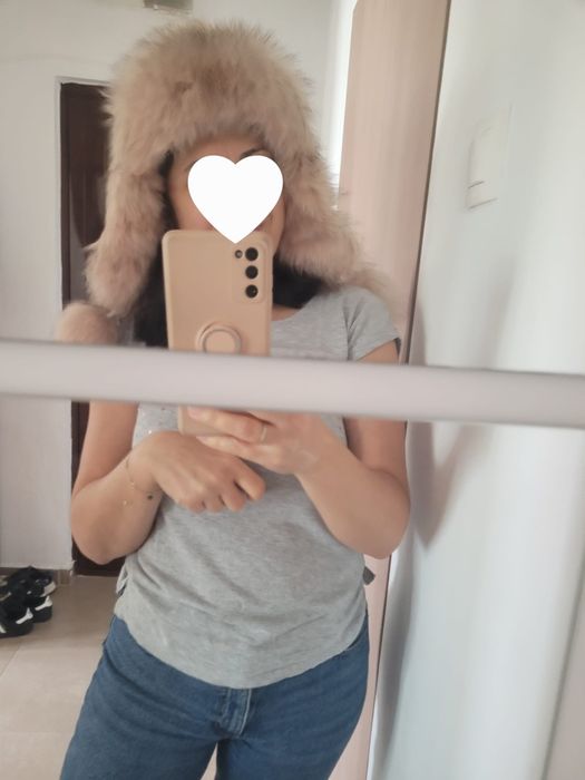 Căciula piele si blană vulpe