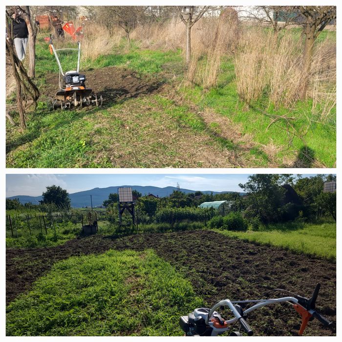 Tundem gazon,Motocultor,,defrișăm lăstăriș,tocăm crengi,întreținem/cu
