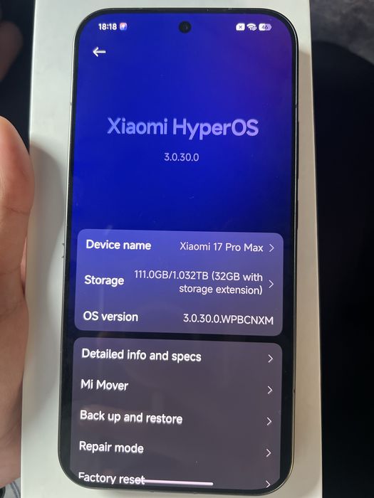 Xiaomi 17 Pro Max  1TB/16 sotiladi. Telefon ideal karopka dakument bor