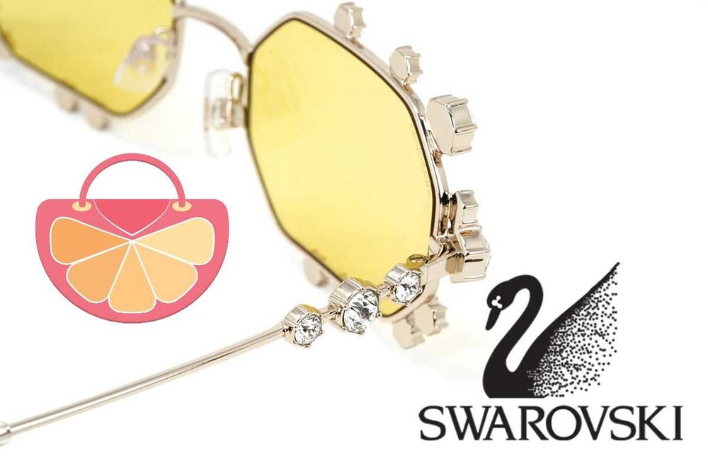 SWAROVSKI – Дамски слънчеви очила "GOLD & YELLOW BIG CRYSTALS" нови