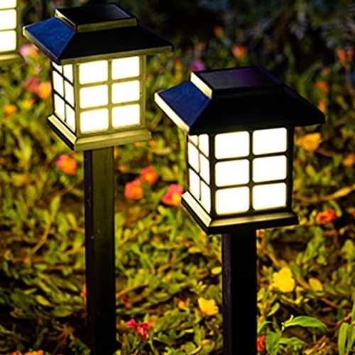 Комплект от 6 броя Соларна лампа за градина къщичка с бяла светлина