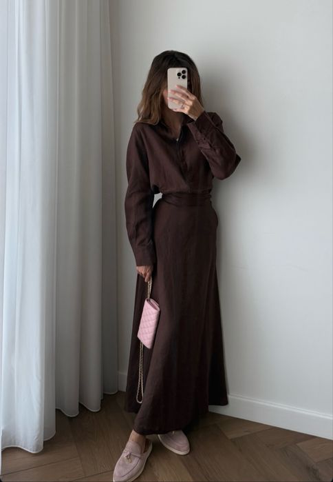 Комплект из льна, юбка с рубашкой