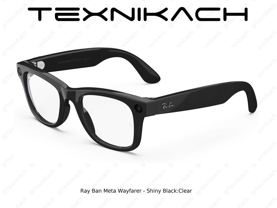 Новый • Ray Ban Meta Wayfarer - Shiny Black Clear • Доставка