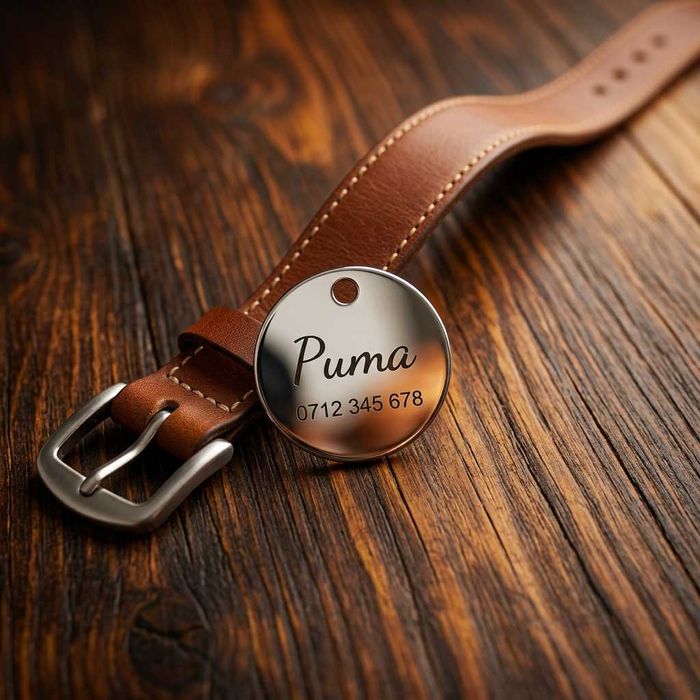 Medalion personalizat–animale de companie, gravat laser, rotund, 22 mm