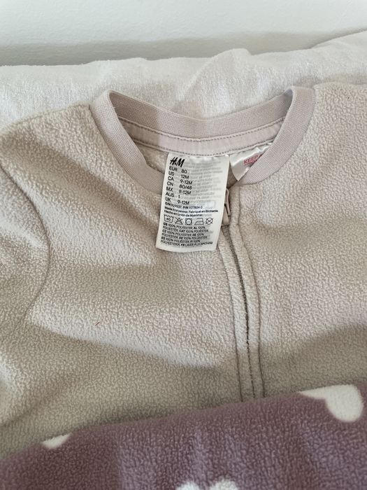 2 pijamale salopeta din fleece cu fermoar H&M