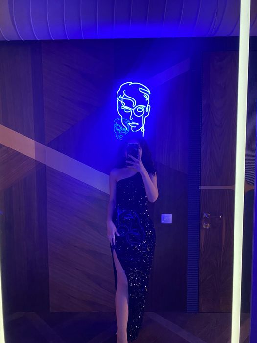 Черное Вечернее блестящее платье