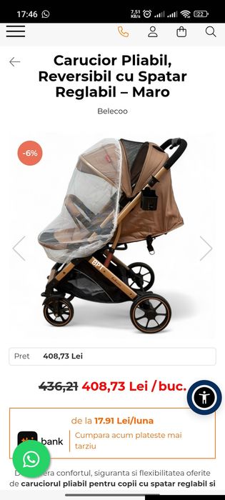 Vând cărucior aproape nou folosit de două ori