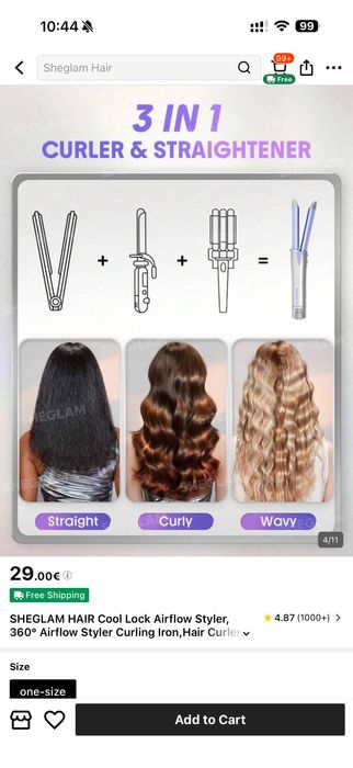 Преса за коса SHEGLAM HAIR Cool Lock Airflow Styler, 360°