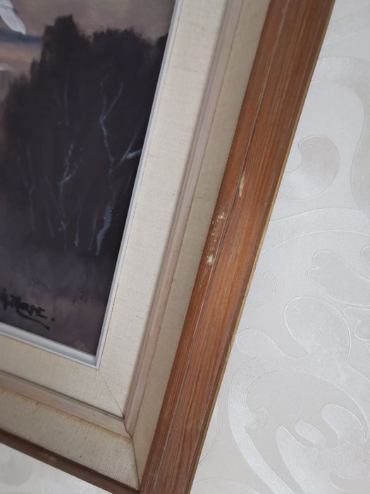 Антикварна картина живопис масло на платно авторска подписана в рамка