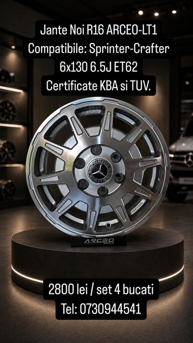 Jante R16 6x130 Heavy Duty Noi Mercedes Sprinter W906 W907 2006-2025 VW Crafter 2006-2017 1275kg/jantă TUV Autoutilitare Marfă Pasageri