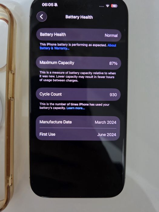 iPhone 15 Pro 256GB, liber de rețea, baterie 87%