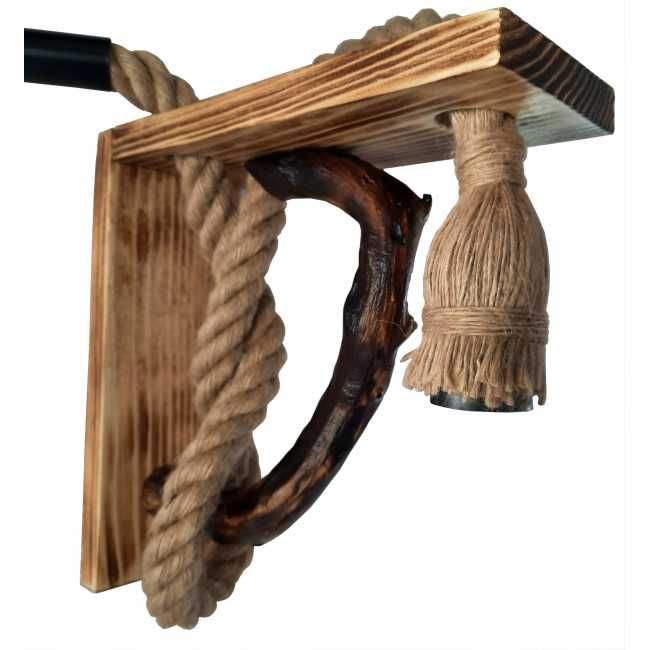 Aplica rustica - din lemn masiv si franghie de iuta, realizata manual