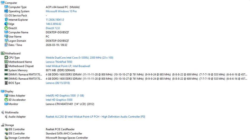 Lenovo ThinkPad T450