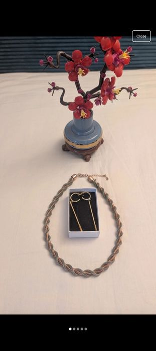 Cercei suflati cu aur 14 k Loisir by Oxette + cadou colier