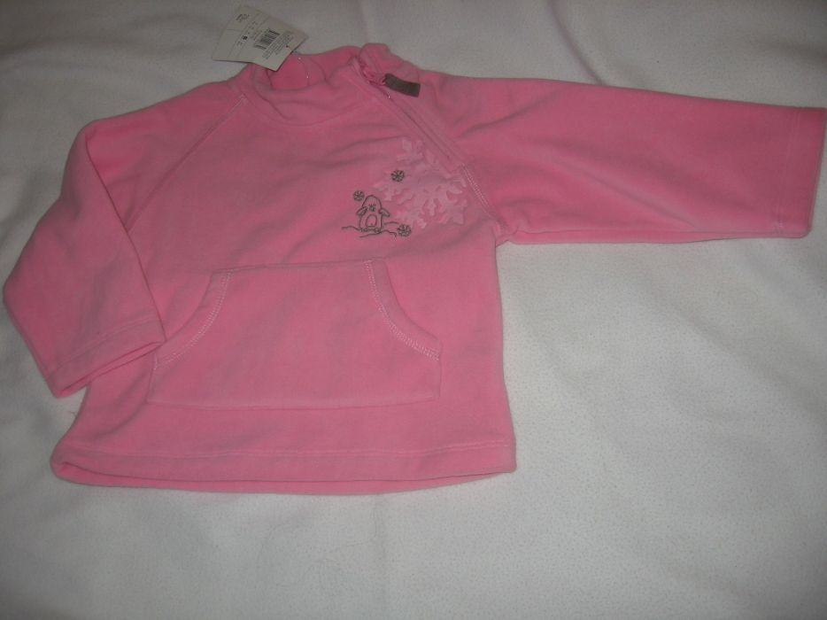 Bluza fleece roz, 23 luni, NOU, fermoar la gat