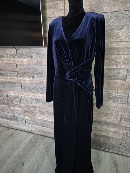 Rochie maxi de catifea bleumarin NISSA, mărime 48